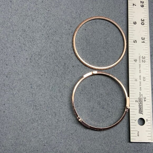 Cross Textured Bangle Bracelet Lot Of 2 3 In Rose Gold Religious Dotted BoHo - Picture 3 of 3